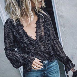 💥💥GORGEOUS !! BOHO SHEER BLACK BLOUSE